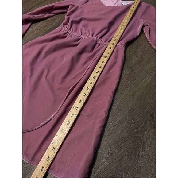 J Crew Pink Velvet Dress Size 00 Tulip Faux Wrap Front Elastic Waist Stretch - Picture 10 of 10